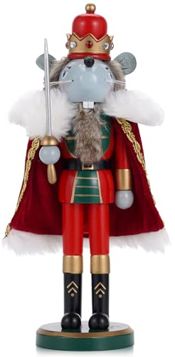VorFor Nussknacker Figur Puppe,35cm Nussknacker,Weihnachtsdeko Holz,Deko (Mantel Schwert Ratte), Freunde Und Freunde