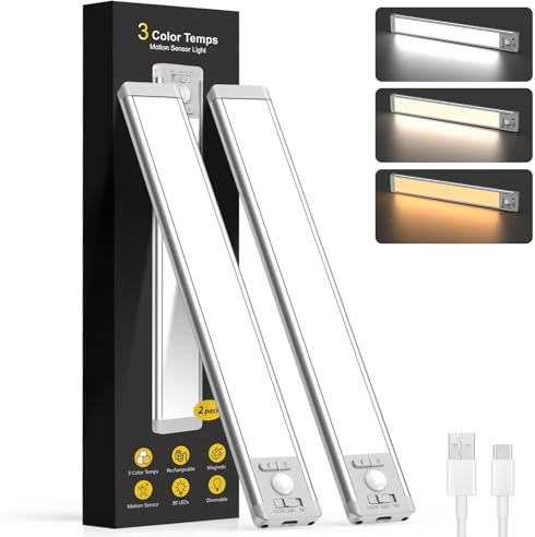Schrankbeleuchtung Led Bewegungssensor, 3 Farbtemperaturen,80 LED Superhell