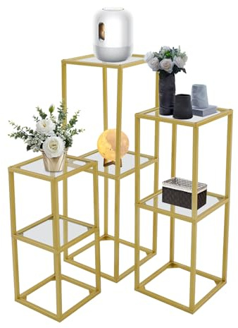 HIKUUER 3 Stück Metall Blumenständer geometrisches Display Rack Pflanzenständer Gold Mittelstücke Vasen Stand für Hochzeiten, Geburtstagsfeiern, Weihnachtsfeiern