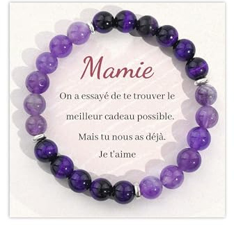 Seyaa Idee Cadeau Femme Bracelet Pierre Naturelle Bijoux Original Utile | Cadeau pour Maman Belle-mère Mamie Meilleure Amie Sœur Fille Marraine Nièce infirmière Tata Maîtresse, Cadeau Anniversaire