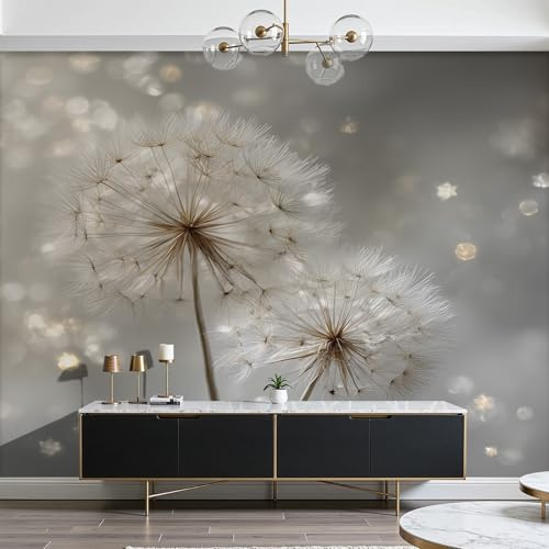 Dyjuaa Papier Peint Panoramique Pissenlits 350x256 cm - Nature Fleurs Tapisserie Murale Pissenlit Abstrait Papier Peint Intissé Revêtement Mural Décoration Salon