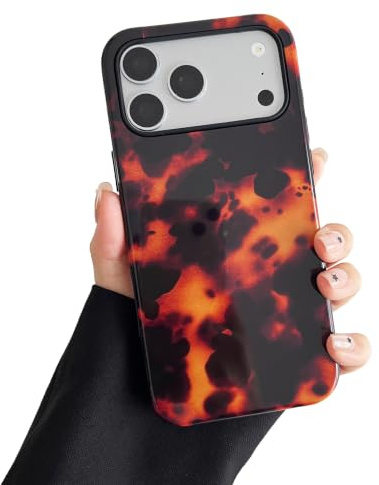 DEFBSC for iPhone 17 Pro Max Case Cute Hybrid, Tortoiseshell/Glossy | Brown Amber Leopard Print,Aesthetic Trendy Pattern for Women Girls,Slim Durable Bumper Shockproof Hard Back Phone Cover