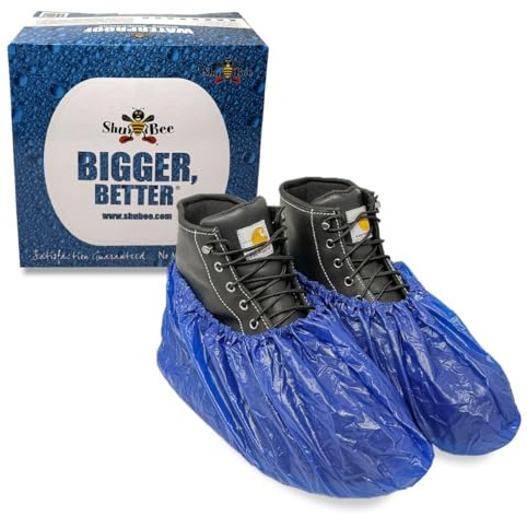ShuBee Waterproof Shoe & Boot Covers Slip-Resistant Disposable for Plumbing Construction Floor Protection - Dark Blue 40 Pair