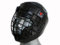 FOX-FIGHT Casque en cuir noir avec grille en métal, Noir , L-XL