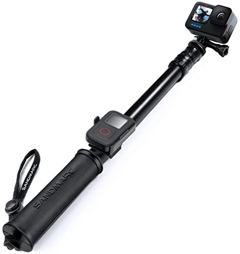 SANDMARC Pole - Black Edition: 43-102 cm Wasserdicht Stick für GoPro Hero 13, 12, 11, 10, 9, 8, 7, Osmo Action, 6, 5, 4, Session, 3+, 3, 2, und HD Kameras – Teleskopstange Einbeinstativ