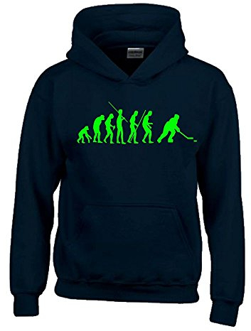 Eishockey Evolution Kinder Sweatshirt mit Kapuze Hoodie schwarz-Green, Gr.140cm