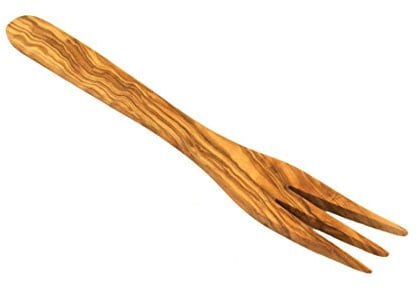 Fourchette en bois d'olivier env. 20 cm de long massif unique main – 10068