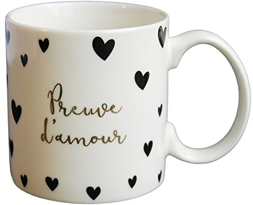 DRAEGER PARIS | Mug Black & Gold porcelaine fine Preuve d'amour | Idée Cadeau Amoureux, Couple, Mari, Femme Tendresse, Amitié, Famille, Anniversaire | Coffret Cadeau