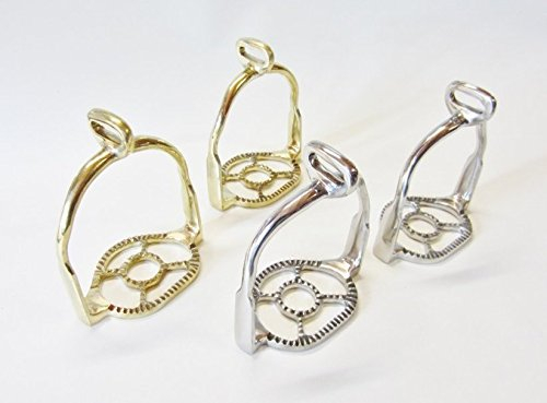 PS Pferdeartikel Paar Portugiesisch barocke Steigbügel Silber oder Goldfarben, 90° gedreht Farbe Gold