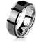 Bungsa 67 (21.3) Spinner-Ring silber mit schwarzem, drehbaren Mittelteil 8mm aus 316L Edelstahl Unisex Größen 49-72