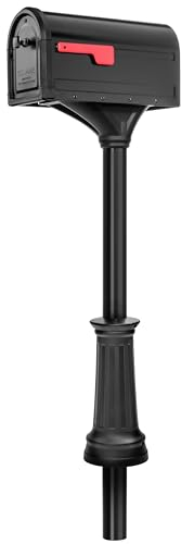 ARCHITECTURAL MAILBOXES Roxbury 7980B-10 Briefkasten und Premium-Stahlpfosten-Kombination, schwarz, T2