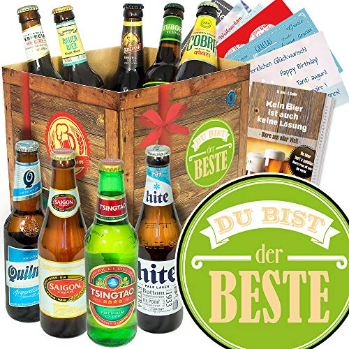 Du bist der Beste: Das perfekte Geburtstagsgeschenk – 9er Premium Bier Tasting + Bierbuch + Bewertungsbogen + 6x Geschenkkarten