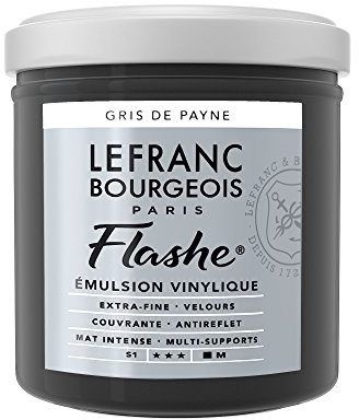 Lefranc Bourgeois Flashe, Extra-Fine Acrylic Vinyl Emulsion, Artists Quality, Payne's Grey, 125ml Pot