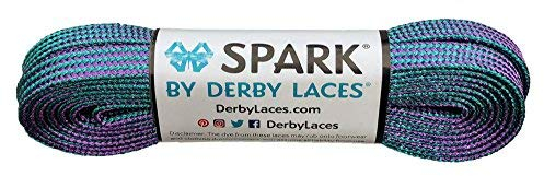 Derby Laces Spark Schnürsenkel, gestreift, Violett und Blaugrün, Violett / Blaugrün, 96 Inch / 244 cm