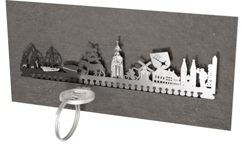 13gramm Bremen Skyline Schlüsselbrett – Stilvolle Edelstahl Silhouette mit tiefem Steckschlitz – Praktisches Wohn-Accessoire und perfektes Souvenir für jeden Bremen Fan!