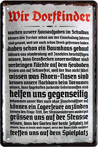 Wir Dorfkinder-helfen uns gegenseitig-grüßen uns unterwegs 20x30 Blechschild 562