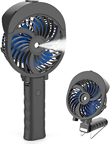 HandFan Handheld Water Fan Rechargeable 3 Speeds 55ml Misting Spray 180°Foldable Mini Desk Fan Max 9h Lasting Time Battery Operated USB Personal Fan For Travel Camping Outdoor Women