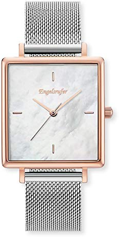 Engelsrufer Damen Analog Quarz Uhr mit Edelstahl Armband ERWA-Pearl-MS-QR Silber