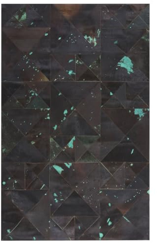 Lederteppich Kuhfell braun / blau rechteckig 140 x 200 cm Patchwork Atalan