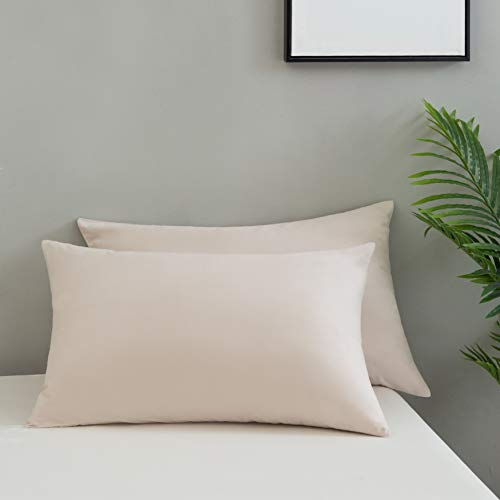 QZY 2er-Set Kissenbezug Hochwertig & Qualitäts Kissenhülle mit Reißverschluss 100% Microfaser (40 x 80 cm, Beige)