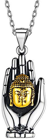 FaithHeart 925 Silber Buddha in der Hand Kette Buddismus Schmuck Buddistischer Anhänger mit Geschenkebox für Damen Mädchen Frauen