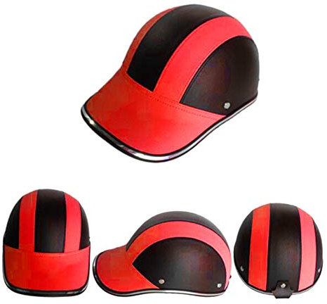 URFEDA Halb-Helm aus PU-Leder für Erwachsene, Motorrad-Baseball-Helm für Fahrrad, Roller, Radfahren, Skaten, Klettern, Skateboarding, Herren und Damen