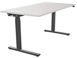 OKA Easy Up, ergonomischer Schreibtisch elektrisch höhenverstellbar für das Homeoffice 5 Jahre Garantie Made in Germany (Tischplatte Grau/Gestell Grau, 180 x 80cm)