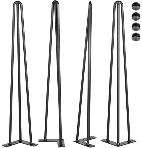VEVOR Patas para Mesas de Acero al Carbono, Conjunto de Patas de Mesa Altura de Pata 41-102 cm, Patas para Muebles con 4 Pies de Goma, Patas de Mesa con Capacidad de Carga 100 kg (40,6)