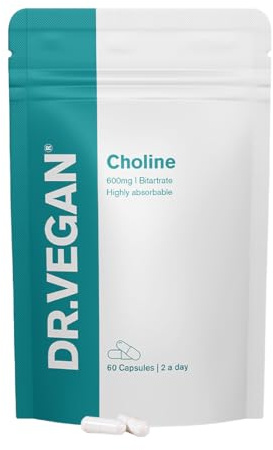 Choline Bitartrate 600mg Supplement, Brain and Memory Function, 60 Capsules | | Two-A-Day | DR.VEGAN®