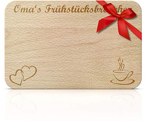 Liebspecht® Hochwertiges Frühstücksbrettchen mit passender Gravur für Oma und Opa - Das perfekte Geschenk - Hochwertiges Buchenholz Frühstücksbrett - Geschenkidee für Oma und Opa (Oma)