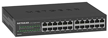 NETGEAR Switch non gestito Gigabit Ethernet a 24 porte (GS324) - montaggio su desktop, a parete o su rack, funzionamento silenzioso