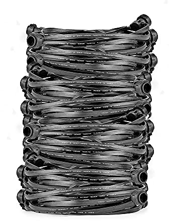 NCC-Licht Illu Lichterkette Komplettset 50 Meter Schwarz 50 E27 Fassungen mit Dichtung zum Verschrauben verlängerbar