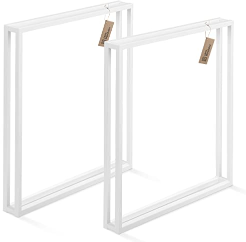 LAMO Manufaktur Tischbeine für Schreibtisch Esstisch, Frame, Vierkantprofil 20x20 mm, Tischgestell 80x72 cm (BxH), Weiß, 2 Stück, LTS-18-L-FF-9016