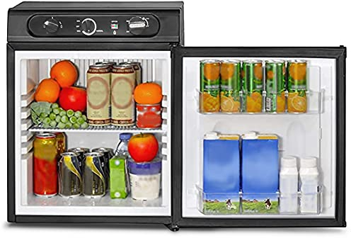 Smad Wohnmobil Kühlschrank 40L, Camping Kühlschrank 12V 230V Gas, Gas Kühlschrank, Leiser Kühlschrank für Wohnwagen, Wohnmobil, LKW, Van, Schwarz