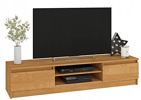 BDW TV-Schrank, perfekt für das Wohnzimmer, Schlafzimmer oder Jugendzimmer, 2 Türen und 2 Regale. Perfekt für die Gestaltung des Innenraums. Abmessungen: 160 x 33 x 40