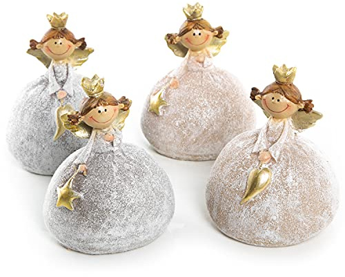 Logbuch-Verlag 4 kleine besondere Engel Figuren 11 cm Glücksbringer Geschenk Mädchen Kommunion Konfirmation