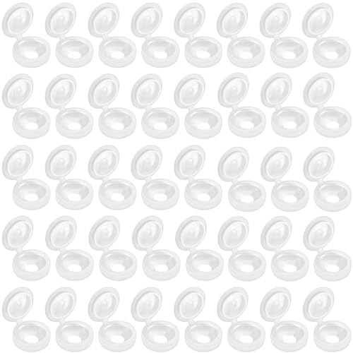 100 Pcs Screw Cover Caps, 0.34 Inch Plastic Hinged Screw Covers, Replacement Screw Decorative Covers for M4 Screws(White)