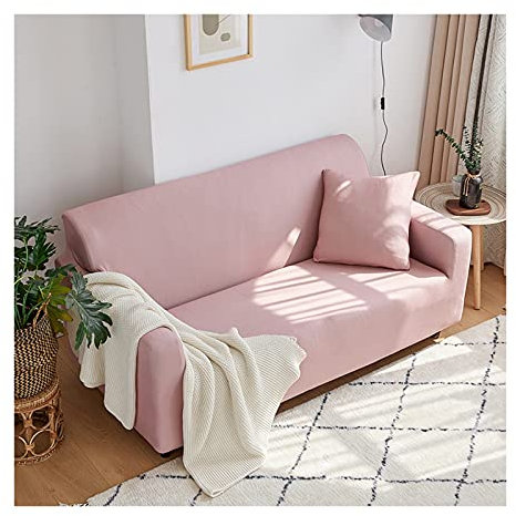 AMDXD Copridivano 3 Posti Rosa Chiaro Monocromo, Poliestere Copri Divano Elasticizzato Antiscivolo 190-230cm
