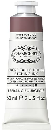 Charbonnel Kupferdruckfarben, hochpigmentierte Tiefdruckfarbe, ausgezeichnete Lichtechtheit, Vegan, lebendige Farben, alterungsbeständig, 60ml Tube - Van Dyck Braun