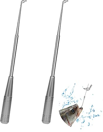 SAVITA 2pcs Angelhaken Entferner, Haken Entferner Angeln mit Aufbewahrungsrohr Hakenlöser Angeln Metall Haken Lose Angeln Angelhaken Entferner Werkzeugsatz (Grau)