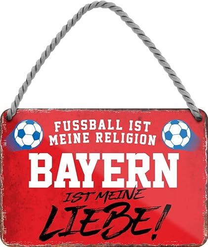 schilderkreis24 – Fußballschild “Fussball Religion Bayern“ Deko Garage Artikel Sport Verein Geschenkidee Club Weihnachten Fußball Fan Liebhaber Begeisterte 18x12 cm