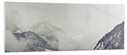 Glasbild 140x50cm Wandbild Glasdruck Schwarz-Weiß Landschaften - 4270