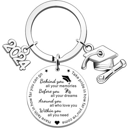 JETTOP Geschenke für Sie und Ihn, Geschenke für Absolventen, Ihn, Ihn, Ihn, Glückwünsche, Abschlussgeschenke, Schlüsselanhänger hinter Ihnen all Ihre Erinnerungen, silber, One size