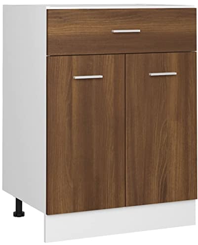 vidaXL Armario bajo de Cocina “Lyon” Madera ingeniería marrón Roble