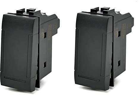 Vetrineinrete® Kit 2 deviatore bipolare compatibile con living light international air interruttore pulsante 2p 16a 250v (Nero)