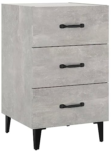vidaXL Bedside Cabinet Bedroom Furniture Nightstand End Side Table Telephone Stand Bed Drawer Cabinet with Storage Concrete Grey Engineered Wood