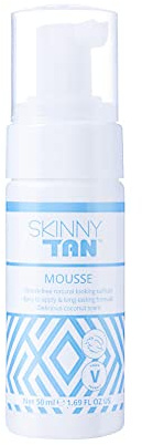 Skinny Tan Tanning Mousse Travel Size - Streak Free Fake Tan for Natural Glow, Self Tan Travel Accessories, Vegan & Cruelty Free Skincare - Medium, 50ml