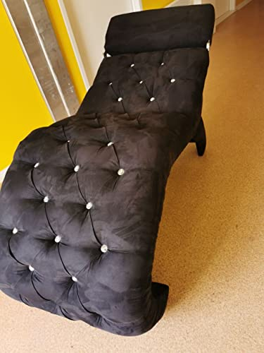 Anatomische Kosmetikliege mit verstellbarem Kopfteil, handgefertigt, Velours, 175x70 cm, Liege für Wimpernverlängerung, Kosmetiktisch, Therapieliege - schwarz