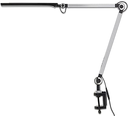 KHG LED-Klemmleuchte in schwarz, Tischleuchte, dimmbar, 1-flammig, mit Touchpad, Farbtemperatur 3.000-6.500 K (Warmweiß, Neutralweiß, Tageslichtweiß), ideal für Wohnzimmer, Schlafzimmer und Büro