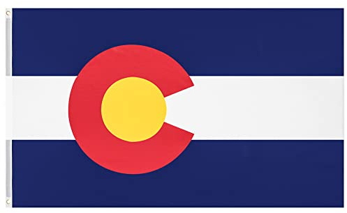 MUWO Flagge America Edition 90 x 150 cm, doppelseitige Gartenflagge, wetterfeste Fanflagge, Fußballflagge Polyester der 50 Vereinigten Staaten, USA-Bundesstaaten mit Ösen (Colorado)